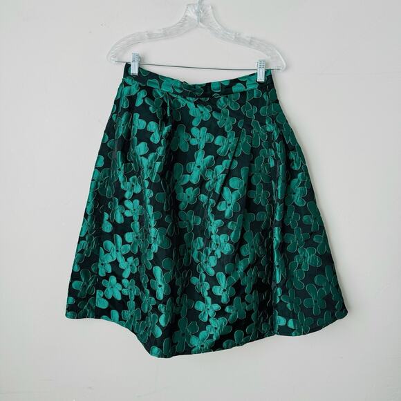 Otto Collection Black And Green Floral Knee Length Skirt Women’s Size 9 - Picture 1 of 9